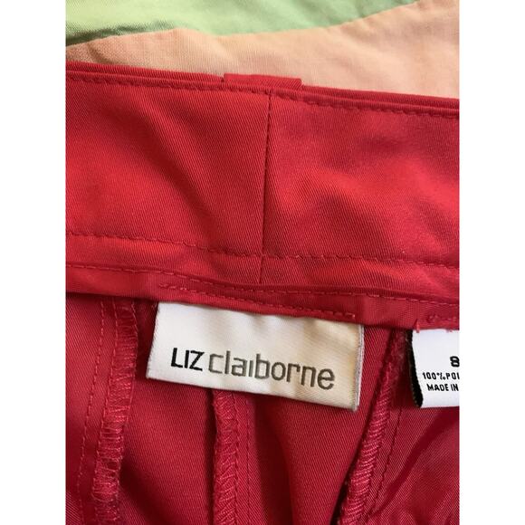 Liz Claiborne Crop Capri Pants Womens Size 8 Hot Pink Golf Mid Rise Pockets Poly - Picture 5 of 6